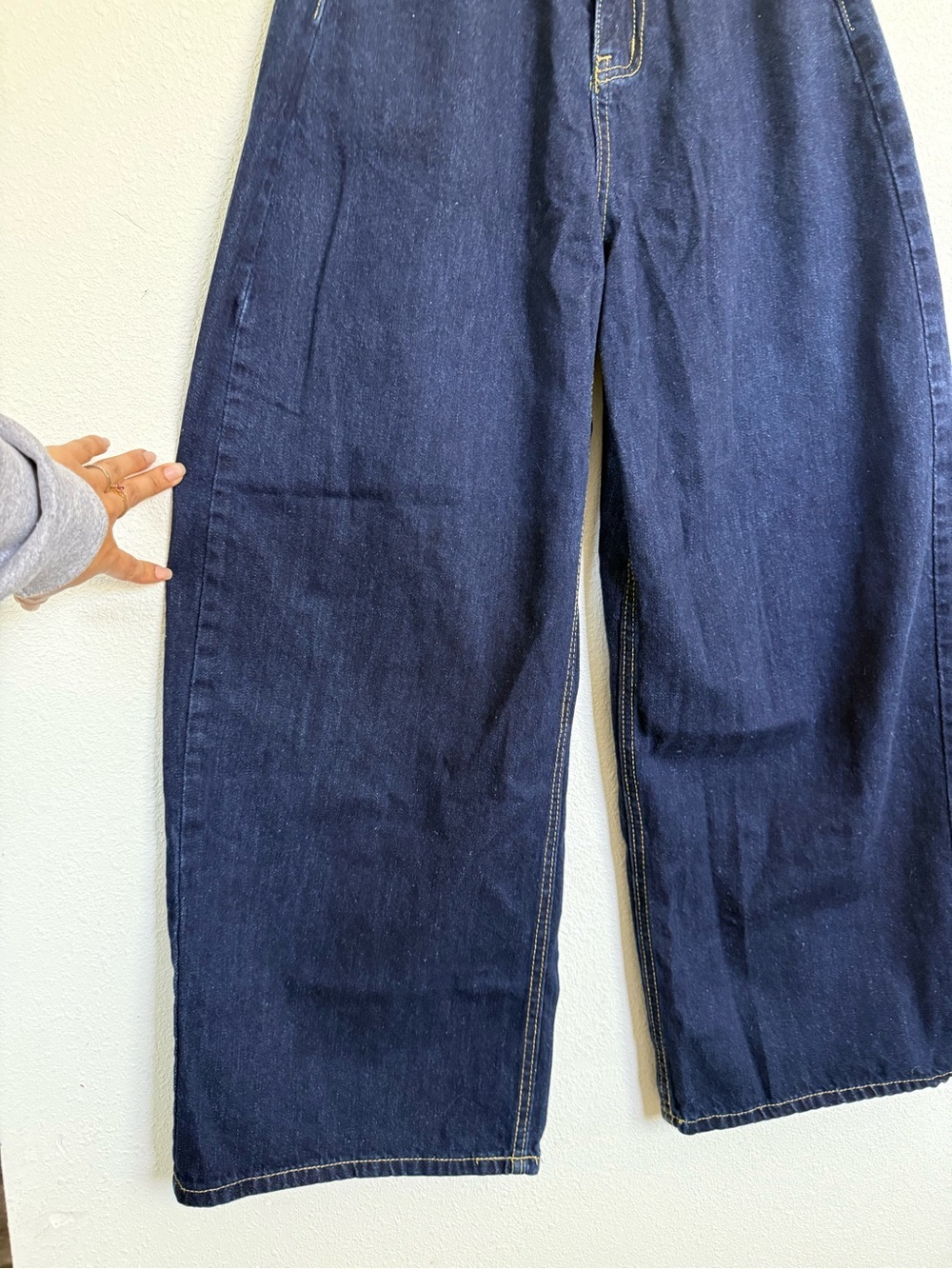 Beaularés Beau Wide Leg Jeans High Rise Dark Wash Culotte Denim Size S - Picture 3 of 12